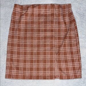 Windsor Checkered Tan Pencil Skirt